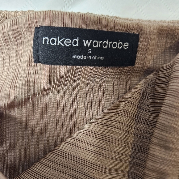 Naked Wardrobe Tan Ruched Detail Mini Skirt SZ Small - Picture 5 of 5